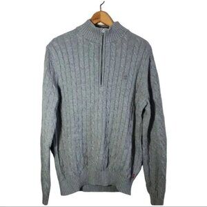 IZOD MEN'S GRAY 1/4‎ ZIP CABLE KNIT SWEATER SIZE MEDIUM-EUC